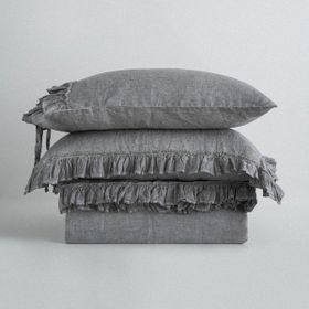 Ecocotton Miranda Keten Parça Boya Gri 220x240 cm Battal Boy Nevresim Takımı