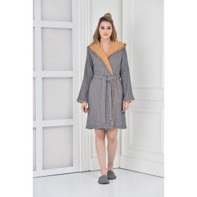 Ecocotton Muna Antrasit-Safran Kadın Bornoz