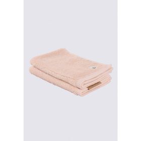 Ecocotton Pure Cotton %100 Organik Pamuk Kelebek Bordürlü Nakışlı Pudra 30x50 cm 2'li El Havlusu Seti