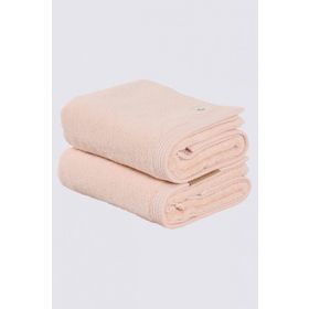 Ecocotton Pure Cotton %100 Organik Pamuk Kelebek Bordürlü Nakışlı Pudra 50x90 cm 2'li El Yüz Havlusu Seti