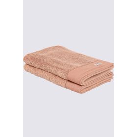 Ecocotton Pure Cotton 2'li %100 Organik Pamuk Bez Bordürlü Nakışlı Kahve 30x50 cm El Havlusu Seti
