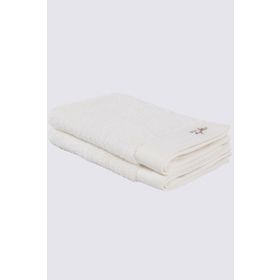 Ecocotton Pure Cotton 2'li %100 Organik Pamuk Bez Bordürlü Nakışlı Kahve 30x50 cm El Havlusu Seti