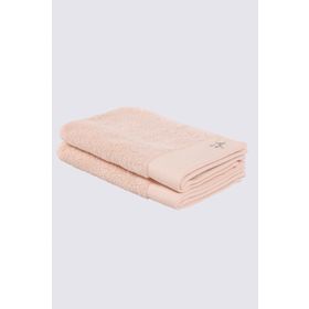Ecocotton Pure Cotton 2'li %100 Organik Pamuk Bez Bordürlü Nakışlı Kahve 30x50 cm El Havlusu Seti