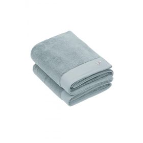 Ecocotton Pure Cotton 76x142 cm Organik Pamuk Bez Bordürlü Nakışlı Mavi 2'li Banyo Havlusu Seti