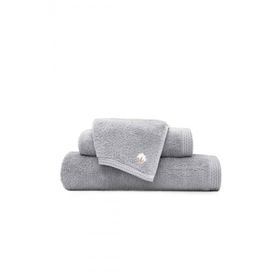 Ecocotton Pure Cotton Organik Pamuk Kelebek Bordürlü Nakışlı Gri 3'lü Havlu Seti