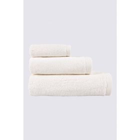 Ecocotton Pure Cotton Organik Pamuk Kelebek Bordürlü Nakışlı Krem Usa 3'lü Havlu Seti