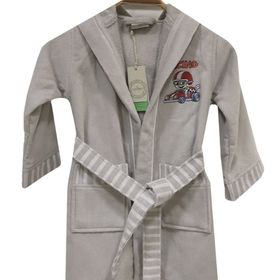 Ecocotton Racer Gri Organik Pamuk 11-12 Yaş Çocuk Bornozu