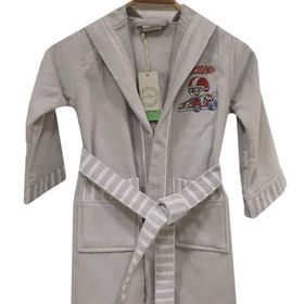 Ecocotton Racer Gri Organik Pamuk 11-12 Yaş Çocuk Bornozu