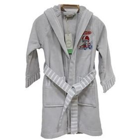 Ecocotton Racer Gri Organik Pamuk 11-12 Yaş Çocuk Bornozu