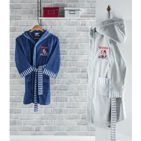 Ecocotton Racer Gri Organik Pamuk 13-14 Yaş Çocuk Bornozu
