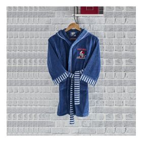 Ecocotton Racer Mavi Organik Pamuk 11-12 Yaş Çocuk Bornozu