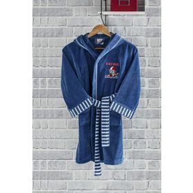 Ecocotton Racer Mavi Organik Pamuk 11-12 Yaş Çocuk Bornozu