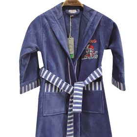 Ecocotton Racer Mavi Organik Pamuk 11-12 Yaş Çocuk Bornozu