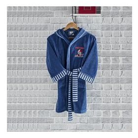 Ecocotton Racer Mavi Organik Pamuk 11-12 Yaş Çocuk Bornozu