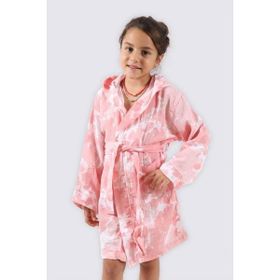 Ecocotton Rosa %100 Organik Pamuk Müslin Baskılı Somon Kız Çocuk Bornoz