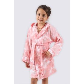 Ecocotton Rosa %100 Organik Pamuk Müslin Baskılı Somon Kız Çocuk Bornoz