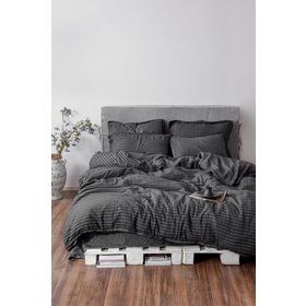 Ecocotton Tara Çift Kişilik %100 Organik Pamuk Müslin Antrasit 200x220 cm Nevresim Takımı