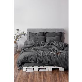Ecocotton Tara Çift Kişilik %100 Organik Pamuk Müslin Antrasit 200x220 cm Nevresim Takımı