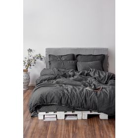 Ecocotton Tara Çift Kişilik %100 Organik Pamuk Müslin Antrasit 200x220 cm Nevresim Takımı