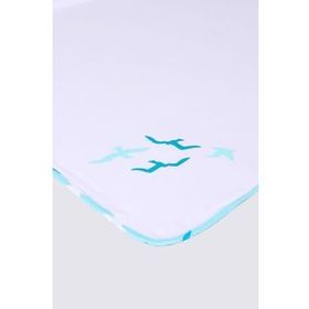 Ecocotton Turna %100 Organik Pamuk Penye Baskılı Beyaz Turkuaz 100x100 cm Bebek Battaniyesi