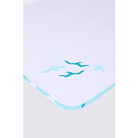 Ecocotton Turna %100 Organik Pamuk Penye Baskılı Beyaz Turkuaz 100x100 cm Bebek Battaniyesi