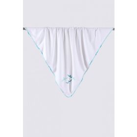Ecocotton Turna %100 Organik Pamuk Penye Baskılı Beyaz Turkuaz 100x100 cm Bebek Battaniyesi