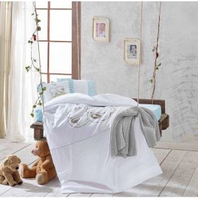 Ecocotton Twin Bears 100*150 cm Mavi Bebek Bebek Nevresim Seti