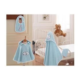 Ecocotton Twin Bears Mavi Bebek Organik Panço Seti