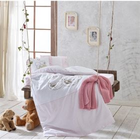 Ecocotton Twinbears Pembe Bebek Nevresim Takımı