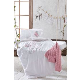 Ecocotton Twinbears Pembe Bebek Nevresim Takımı