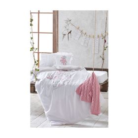 Ecocotton Twinbears Pembe Bebek Nevresim Takımı