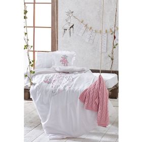 Ecocotton Twinbears Pembe Bebek Nevresim Takımı