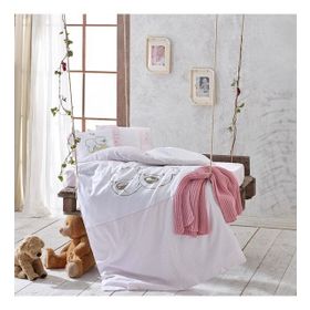 Ecocotton Twinbears Pembe Bebek Nevresim Takımı