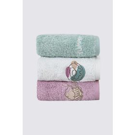 Ecocotton Verona %100 Organik Pamuk Nakışlı Lila Krem Mint 30x50 cm Kurulama Havlusu