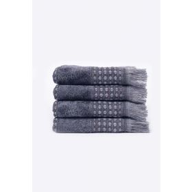 Ecocotton Zeus %100 Organik Pamuk Inject Antrasit 30x50 cm 4'lü El Havlusu Seti
