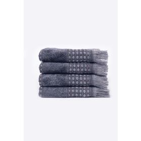 Ecocotton Zeus %100 Organik Pamuk Inject Antrasit 30x50 cm 4'lü El Havlusu Seti