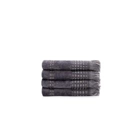 Ecocotton Zeus %100 Organik Pamuk Inject Antrasit 30x50 cm 4'lü El Havlusu Seti