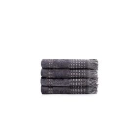 Ecocotton Zeus %100 Organik Pamuk Inject Antrasit 30x50 cm 4'lü El Havlusu Seti