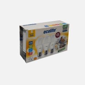 Ecolite A60 12W E27 3000K Sarı Işık 3'lü Led Ampul