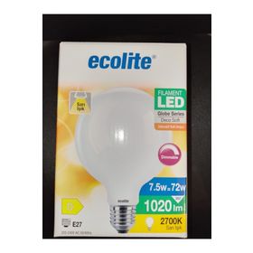 Ecolite Led Dimmerable Soft Filament Globe G125 7,5W E27 2700K Led Ampul