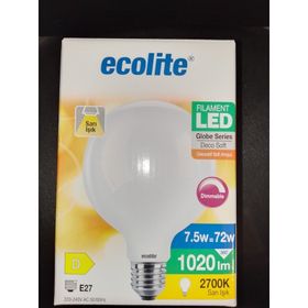 Ecolite Led Dimmerable Soft Filament Globe G125 7,5W E27 2700K Led Ampul