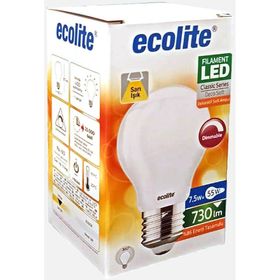 Ecolite Soft Filament Dimmer A60 7.5 W Sarı Klasik E27 Duy Led Ampul