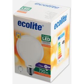 Ecolite Soft Filament G95 7.5 W Sarı Klasik E27 Duy Led Ampul