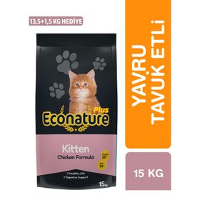 Econature Plus Kitten Tavuk Etli 13.5 + 1.5 kg Hediye Yavru Kuru Kedi Maması