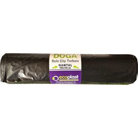 Ecoplast 240 lt 100x150 cm 600 gr 10 Adetlik 1 Rulo Siyah Hantal Konteyner Çöp Torbası