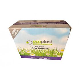 Ecoplast 240 lt 100x150 cm 600 gr 10 Adetlik 1 Rulo Siyah Hantal Konteyner Çöp Torbası