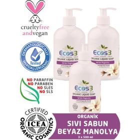 Ecos3 Beyaz Manolya Organik 3 Adet x 500 ml Sıvı Sabun