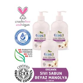 Ecos3 Beyaz Manolya Organik 3 Adet x 500 ml Sıvı Sabun