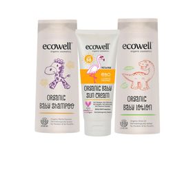 Ecowell Bebe 300 ml Şampuanı+Bebek 110 gr Güneş Kremi+Bebe 300 ml Losyonu Organik Bebek Tatilde Paketi