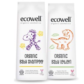Ecowell Bebek Saç ve Vücut Şampuanı + Nemlendirici 2x300 ml Yüz ve Vücut Losyonu